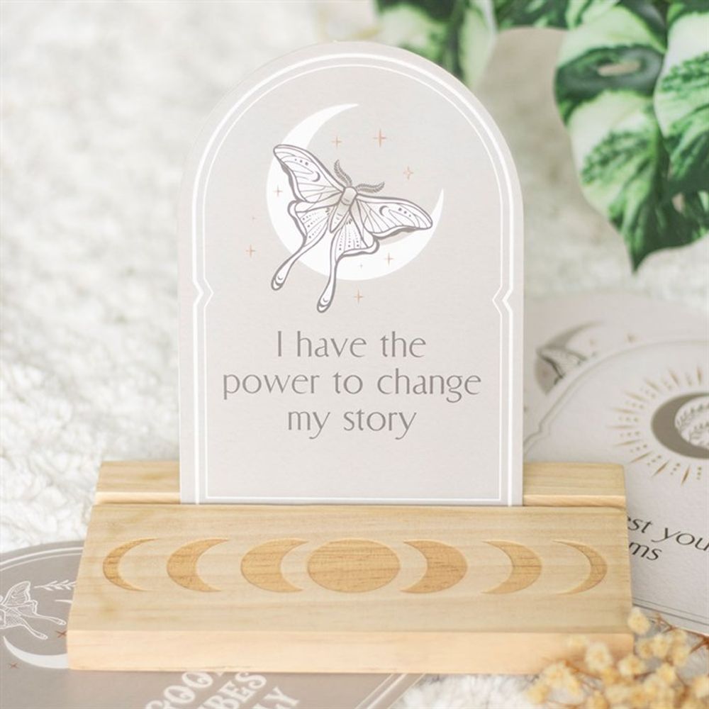 Eleanoras Luna Moth Afformation Cards With Wooden Stand Affirmation Cards
