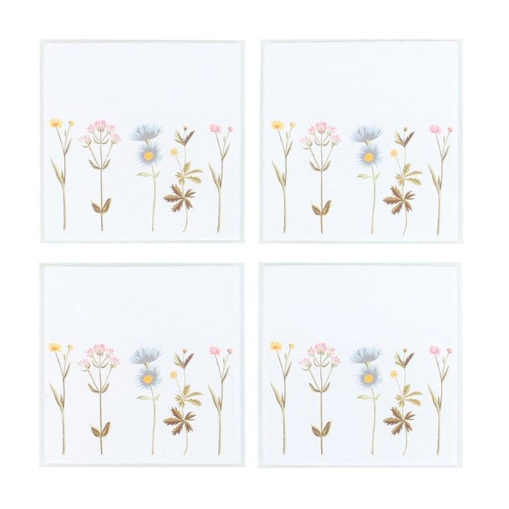 Eleanoras FLORAL GLASS COASTER SET Placemats & Coasters