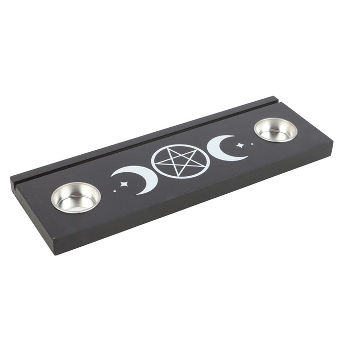 Eleanoras Black Triple Moon Tarot Card Stand Tealight Holder 