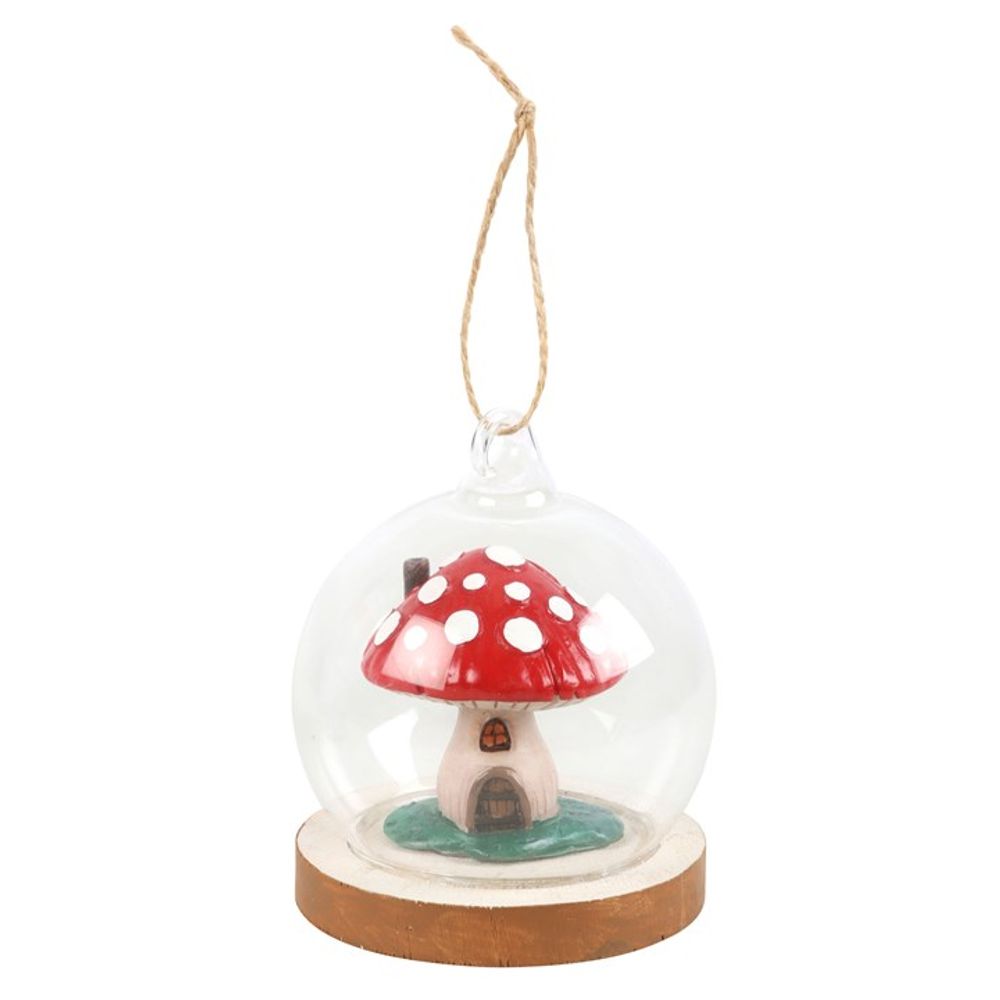 Eleanoras Mushroom House Glass Dome Hanging Decoration 