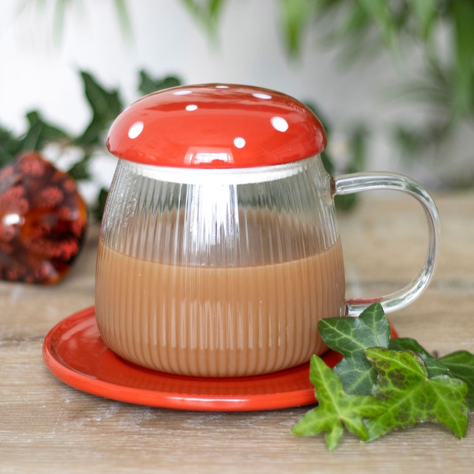 Eleanoras Glass Mushroom Mug And Saucer Mugs