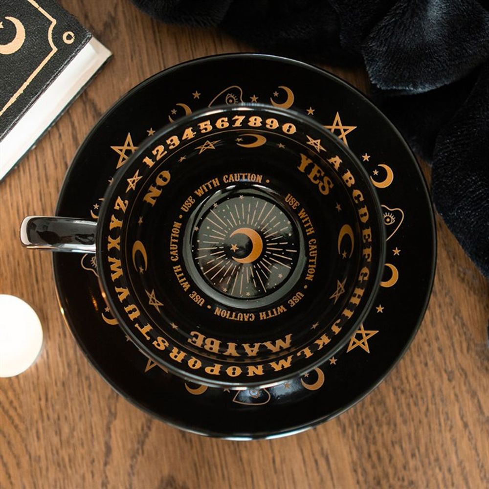 Eleanoras BLACK TALKING BOARD TEACUP & SAUCER Drinkware