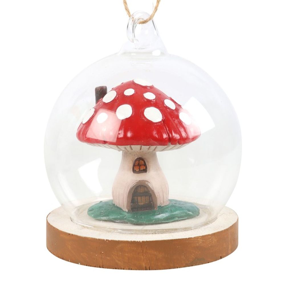 Eleanoras Mushroom House Glass Dome Hanging Decoration 