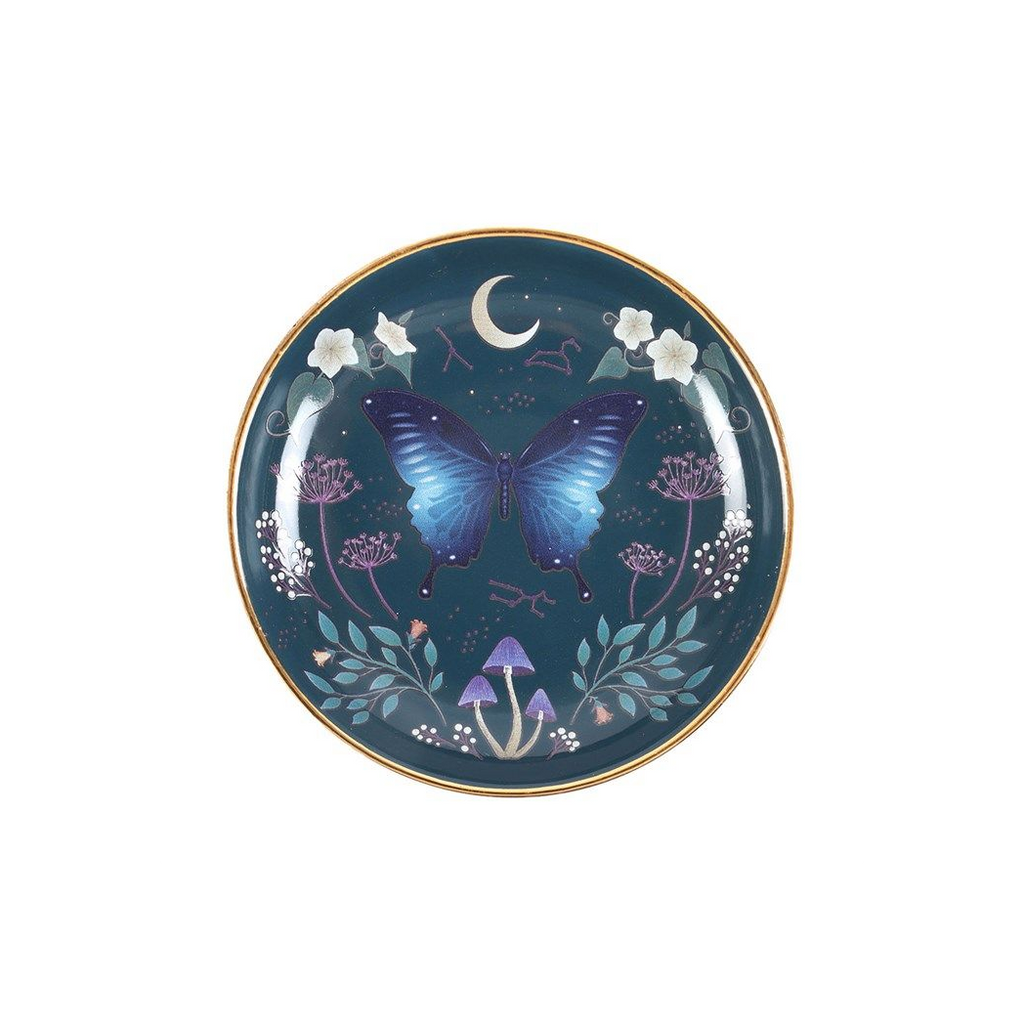 Eleanoras Midnight Moth Round Trinket Dish Jewellery Storage