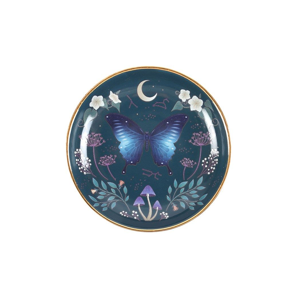 Eleanoras Midnight Moth Round Trinket Dish Jewellery Storage