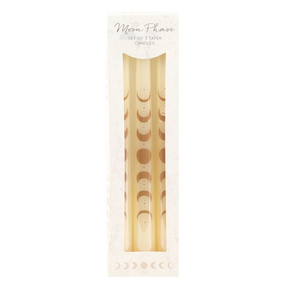 Eleanoras MOON PHASES SET OF 3 WHITE TAPER CANDLES Candles