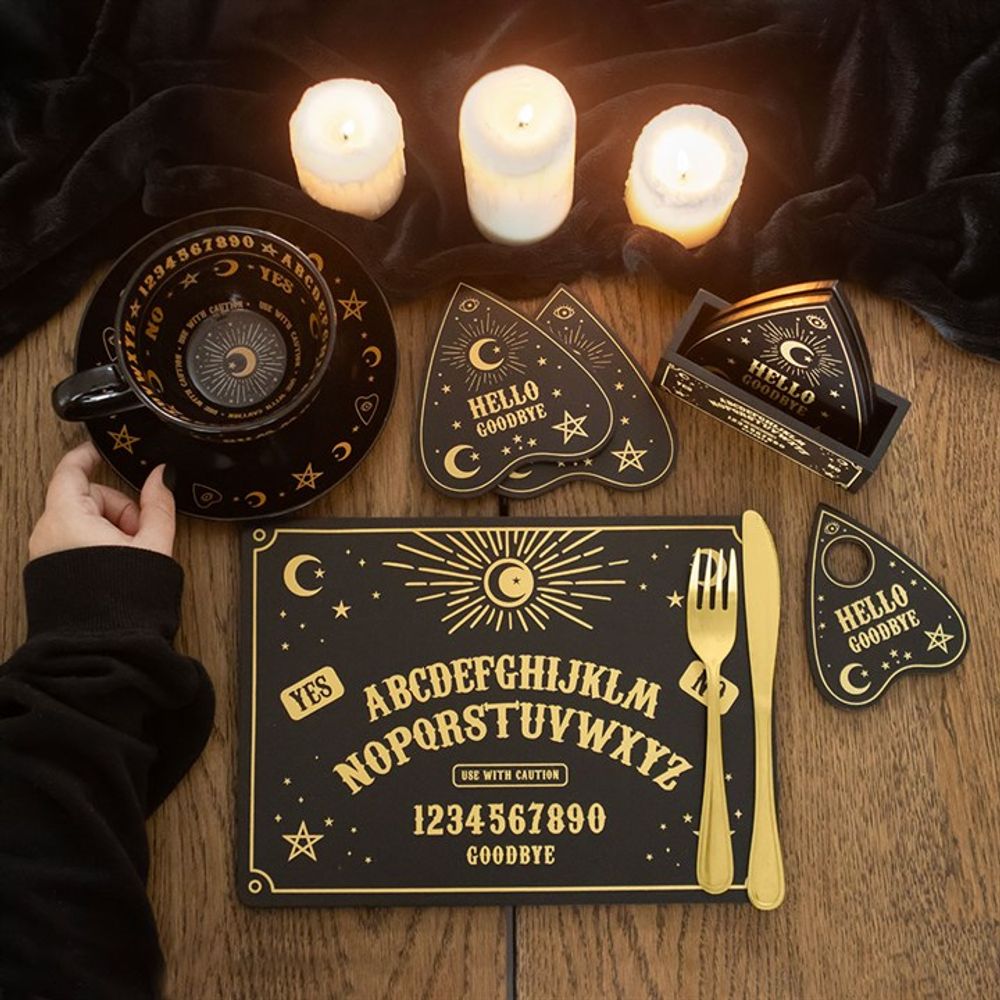 Eleanoras BLACK TALKING BOARD PLACEMAT & COASTER SET Placemats & Coasters