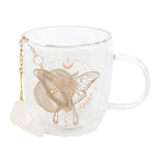 Eleanoras Luna Moth Double Walled Glass Mug With Crystal Tea Infuser Mugs