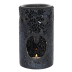 Eleanoras BLACK CRACKLE GLASS PILLAR OIL BURNER Oil Burners