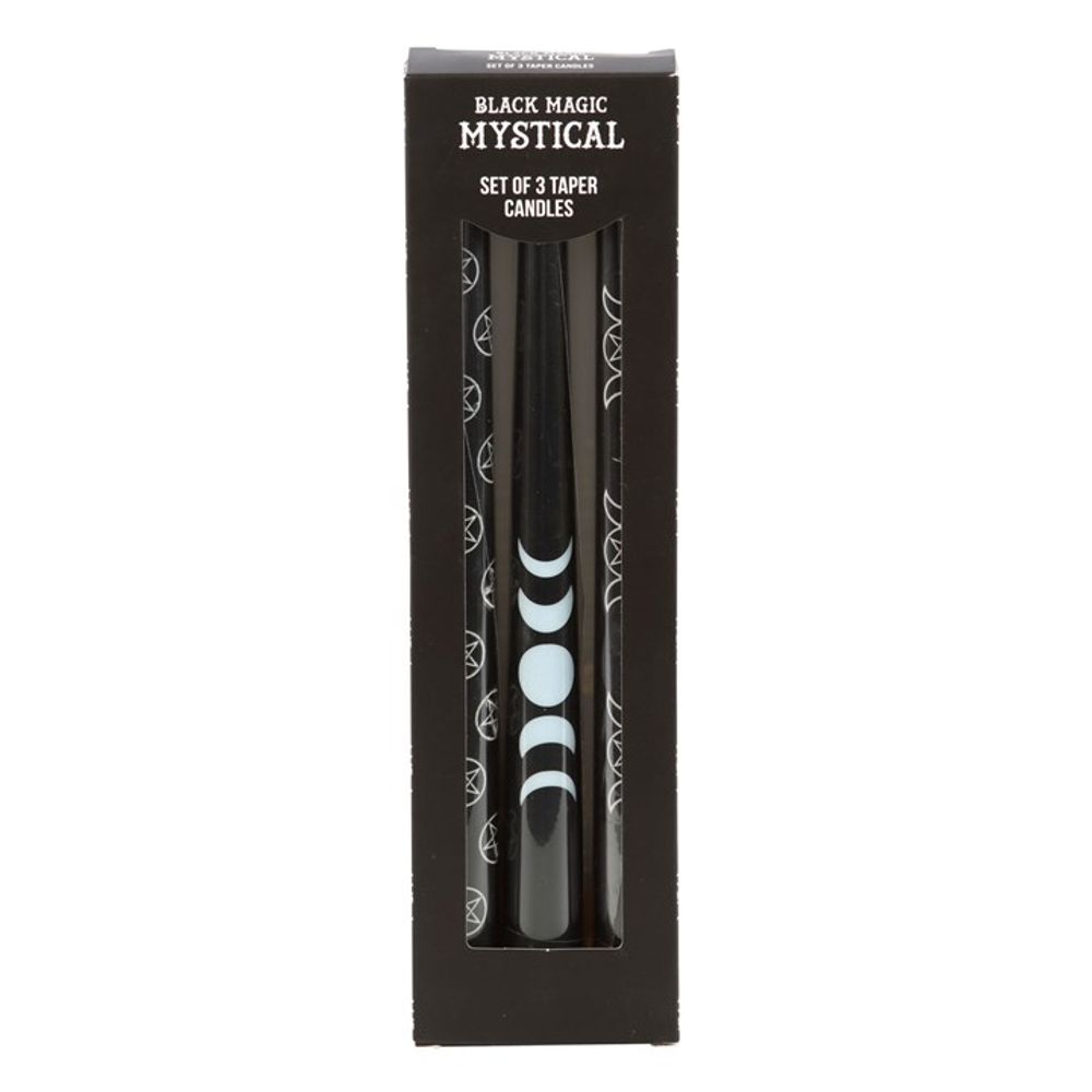 Eleanoras MAGIC MYSTICAL SET OF 3 BLACK TAPER CANDLES Candles