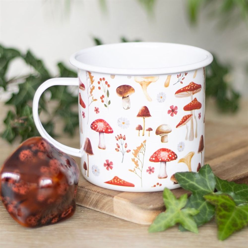 Eleanoras ALL OVER MUSHROOM PRINT ENAMEL MUG Mugs