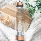 Eleanoras Luna Moth Glass Water Bottle With Clear Quartz Crystal Bottles & Flasks