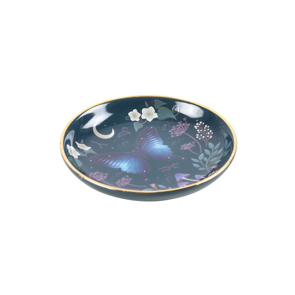 Eleanoras Midnight Moth Round Trinket Dish Jewellery Storage