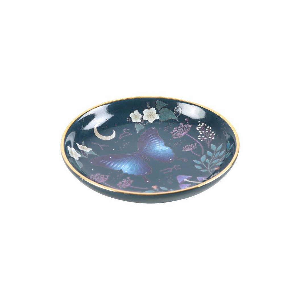 Eleanoras Midnight Moth Round Trinket Dish Jewellery Storage