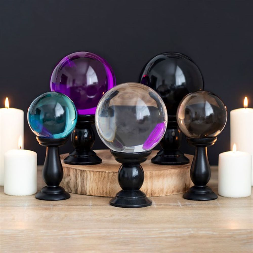 Eleanoras Small Smoke Grey Crystal Ball on Stand Crystal Balls