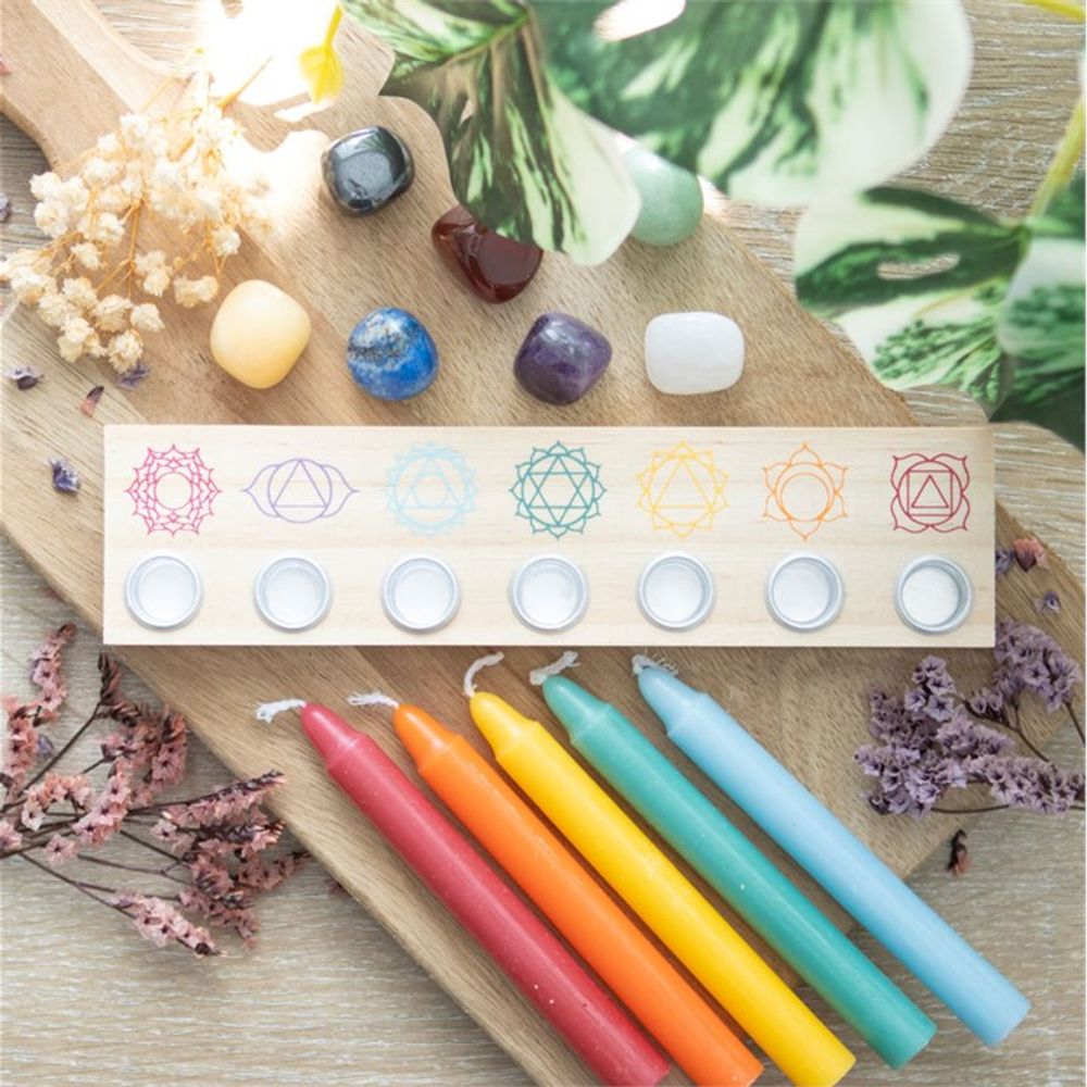 Eleanoras Seven Chakras Wooden Energy Candle Holder Candle Holders