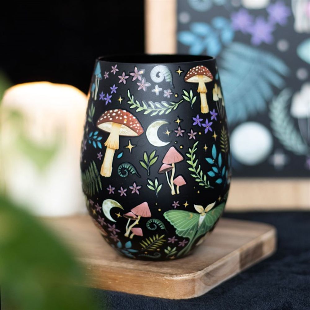 Eleanoras Dark Forest Print Stemless Glass Drinkware