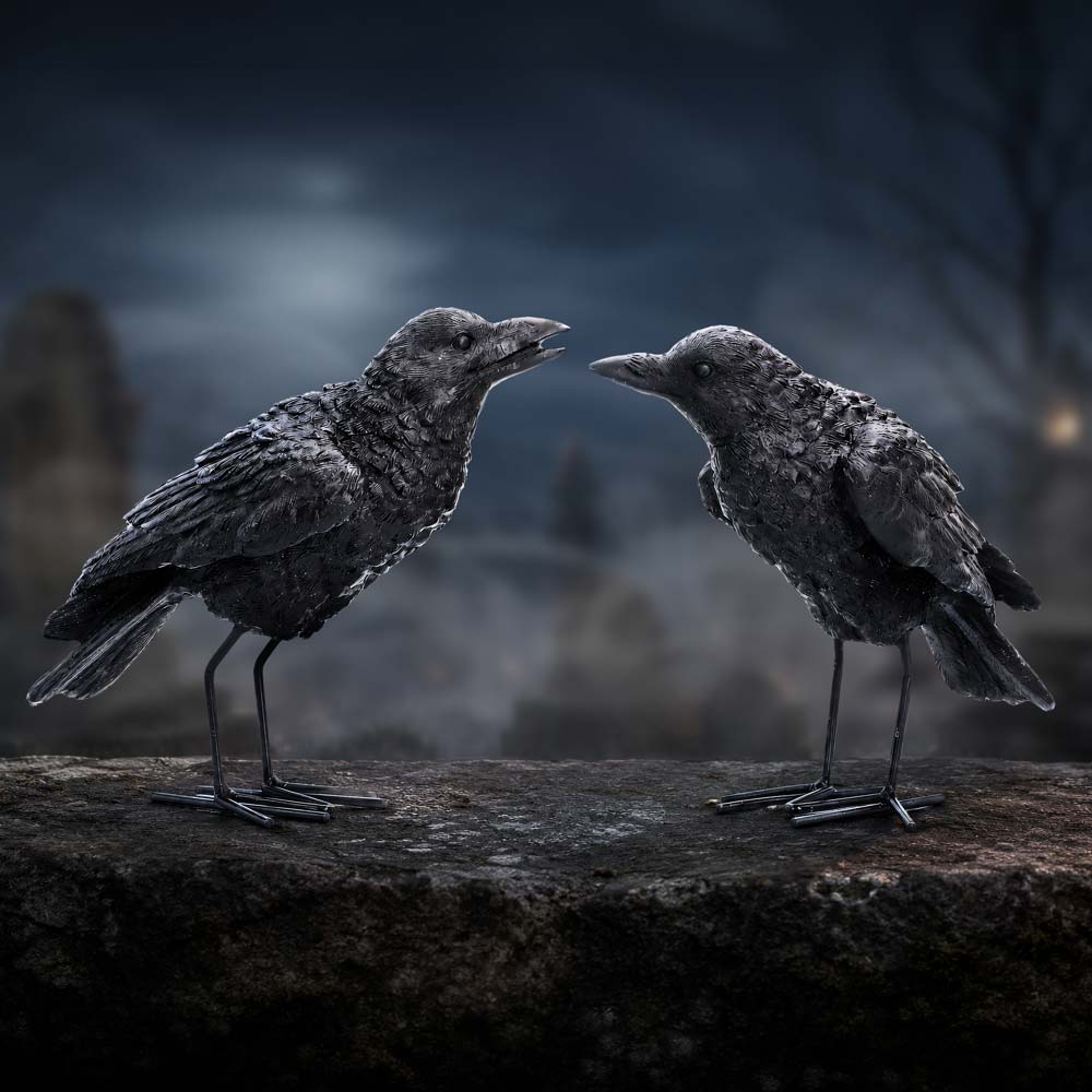 Watchful Pair Raven Figurines | Set of 2
