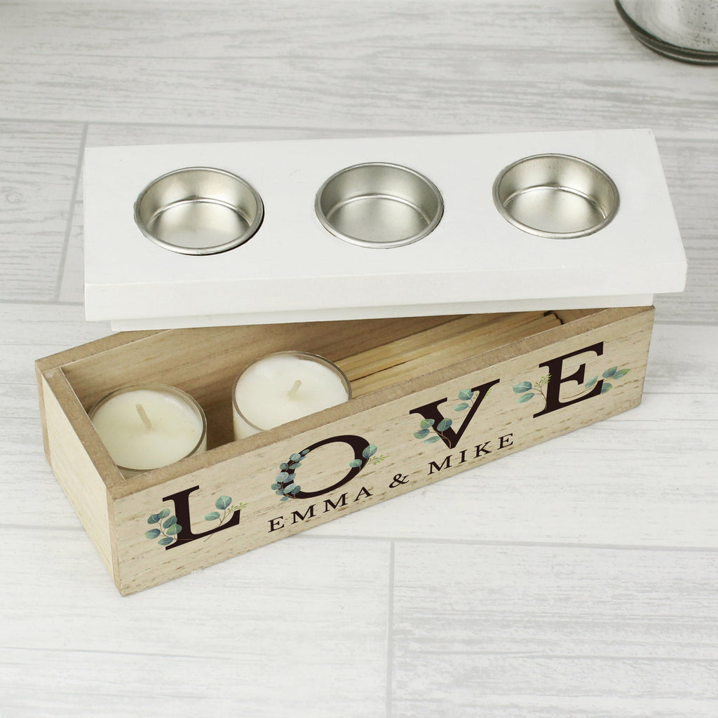 Eleanoras Personalised Botanical Triple Tea Light Box Candle Holders