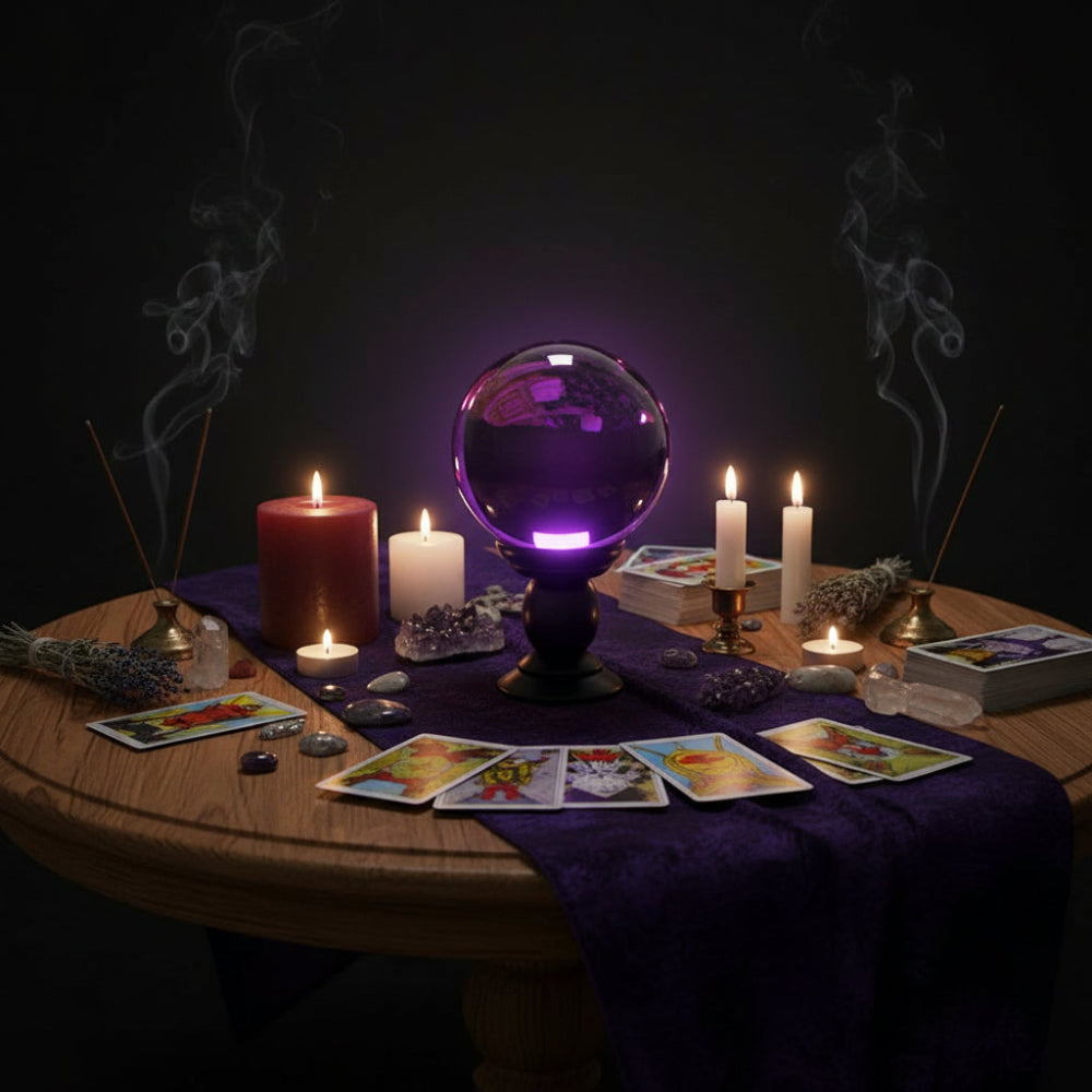 Eleanoras PURPLE LARGE CRYSTAL BALL ON STAND Crystal Balls