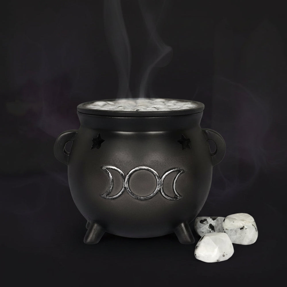 Triple Moon Cauldron Incense Cone Holder at Eleanora Moon