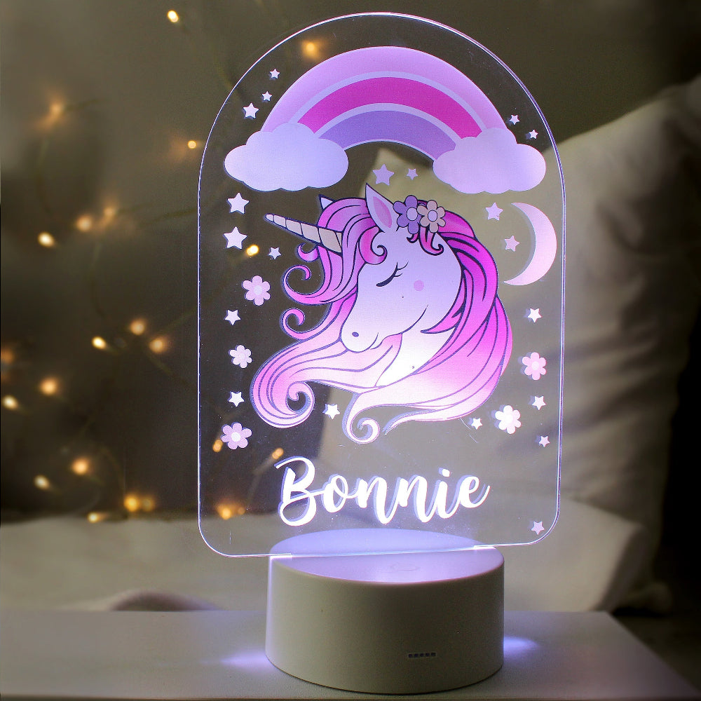 Unicorn Night Light Personalised with a name