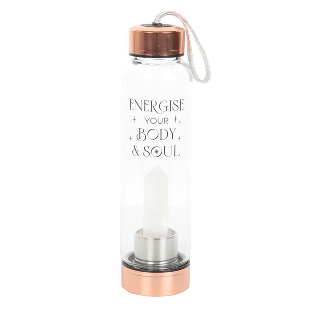 Eleanoras Clear Quartz Body & Soul Glass Water Bottle Drinkware