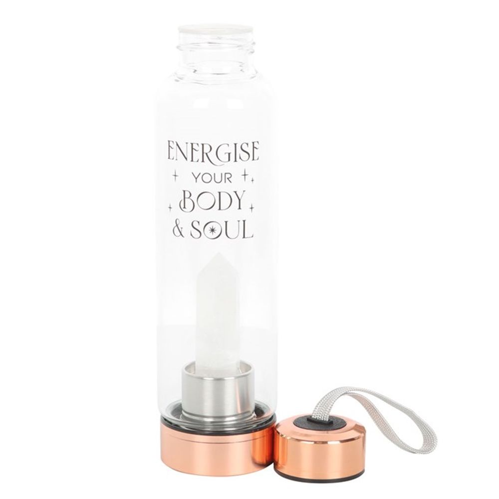 Eleanoras Clear Quartz Body & Soul Glass Water Bottle Drinkware