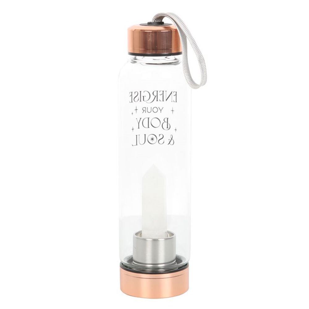 Eleanoras Clear Quartz Body & Soul Glass Water Bottle Drinkware