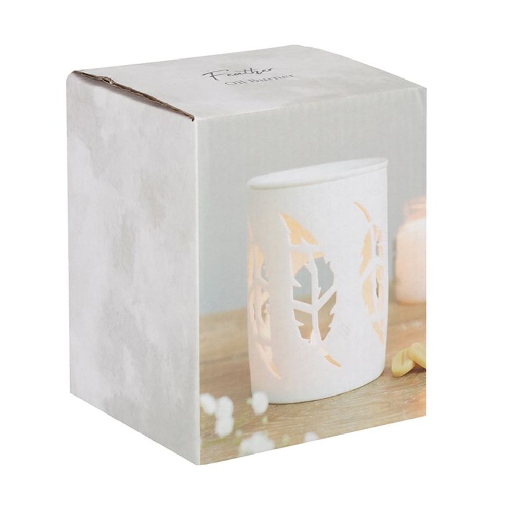 Eleanoras WHITE FEATHER CUT OUT OIL BURNER Oil Burners