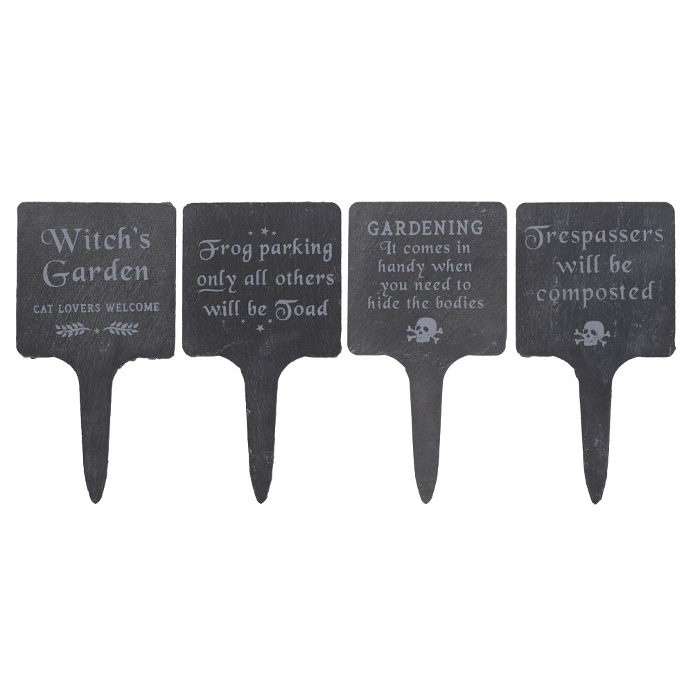 Eleanoras Set of 4 Slate Gothic Garden Signs 