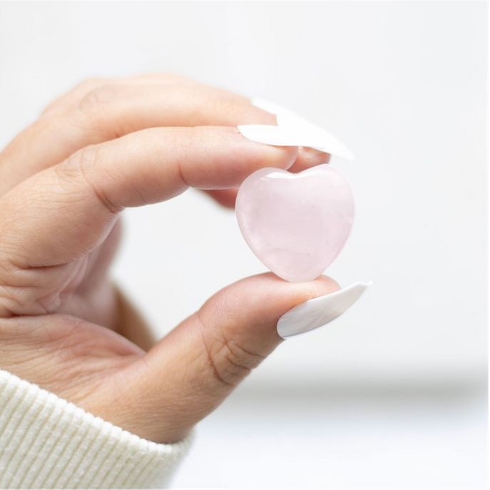 Eleanoras I LOVE YOU ROSE QUARTZ CRYSTAL HEART IN A BAG 