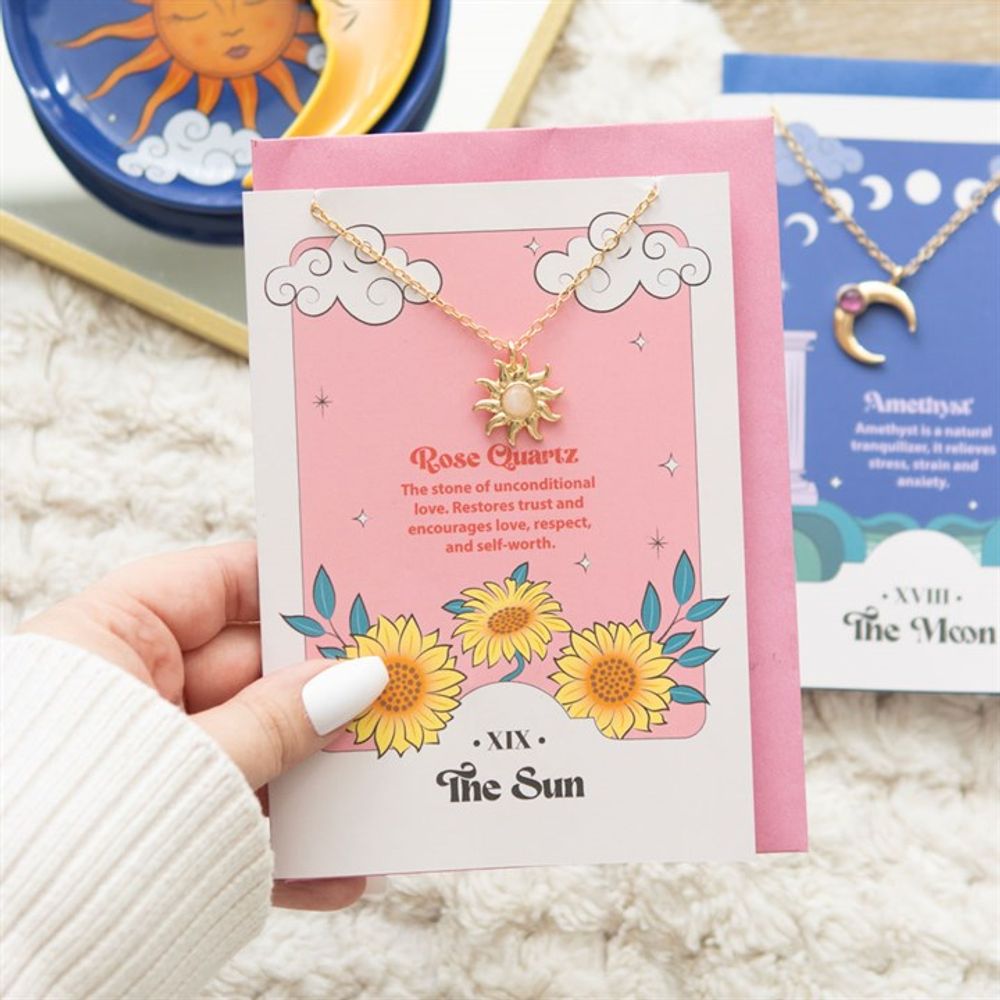 Eleanoras The Sun Celestial Rose Quartz Necklace Card Jewellery