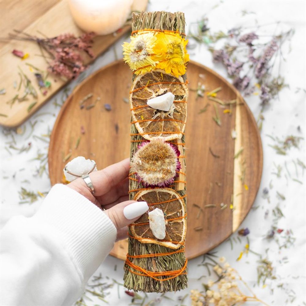 Eleanoras Rosemary, Palo Santo & Quartz Ritual Wand Smudge Stick 9in Smudge Sticks