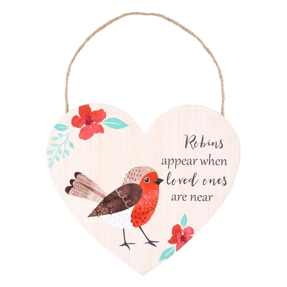 Eleanoras LOVED ONES WINTER ROBIN HANGING HEART SIGN Signs & Plaques