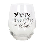 Eleanoras My Blood Type Is Wine Stemless Wine Glass Glassware
