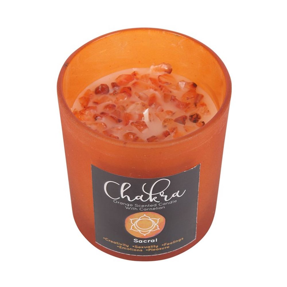 Eleanoras SACRAL CHAKRA ORANGE CRYSTAL CHIP CANDLE Candles