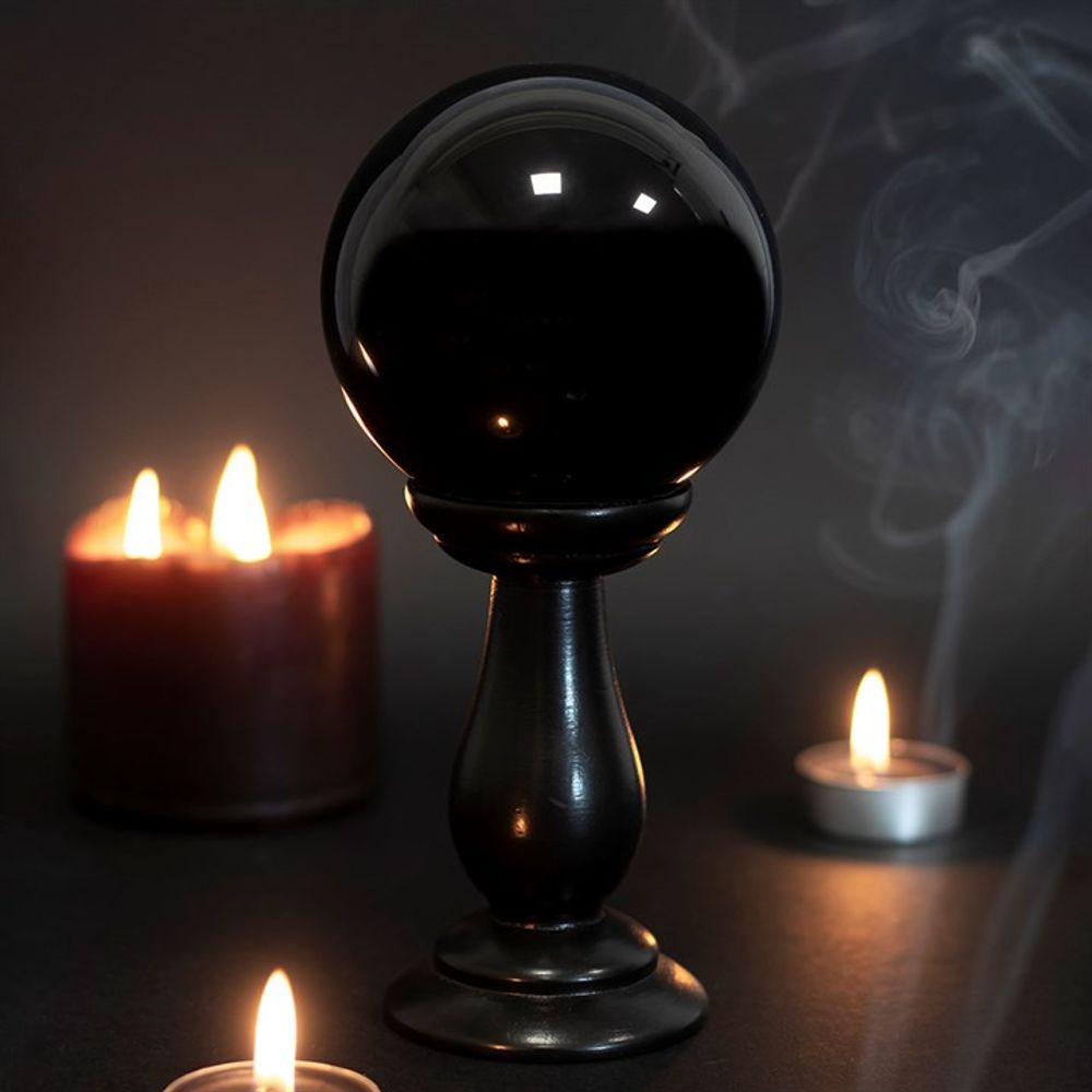 Eleanoras SMALL BLACK CRYSTAL BALL ON STAND 